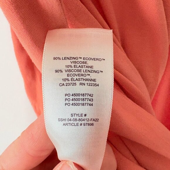 Aritzia Wilfred Saturn Wrap Midi Jersey Dress Coral Pink Size Large - Picture 7 of 8